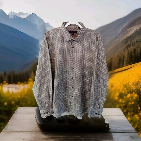 Kolte Men's Shirt Size XXL 18.5 Long Sleeve Button Geometric Cotton - Picture 1 of 8